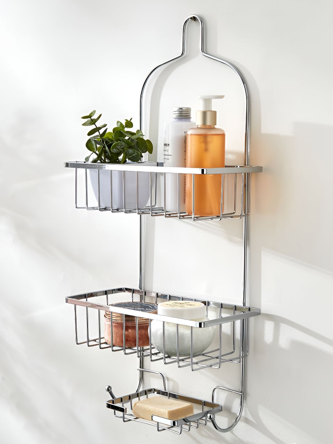 Home Centre Silver-Toned Orion Chester Metal 2-Tier Shower Caddy with Soap Holder-picture-20