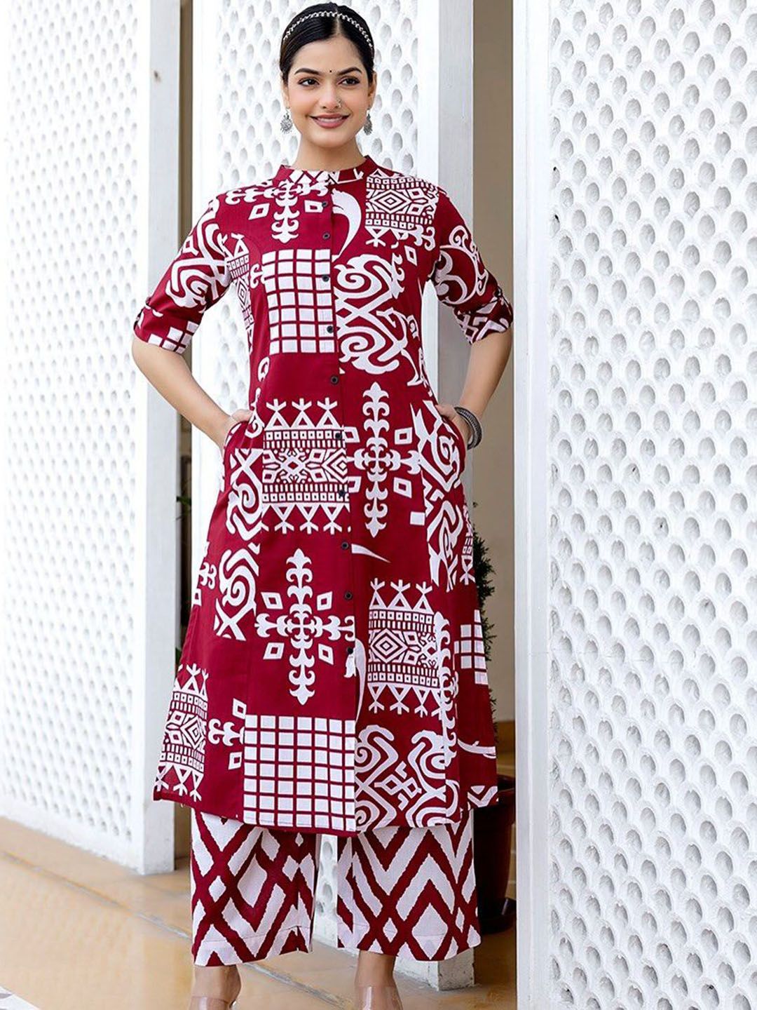 TROPWEAR Printed Cotton Kurta & Palazzo Co-ord Set-picture-12
