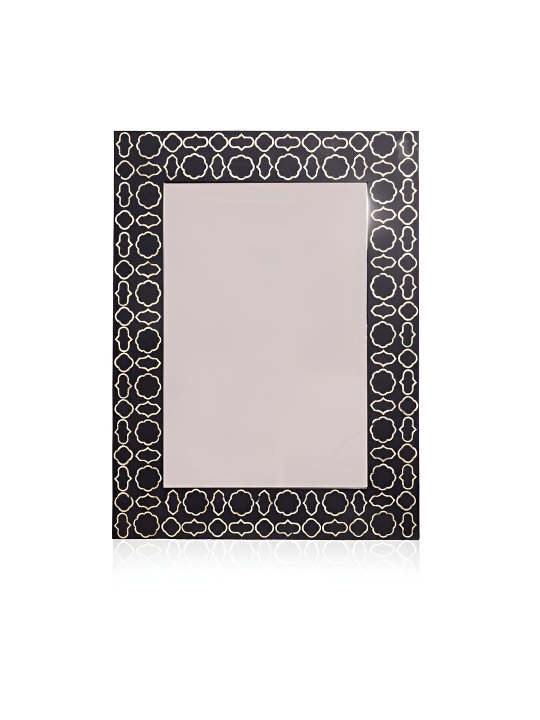House Of Accents Black & Beige Textured Wooden Mahal Mirror-picture-16