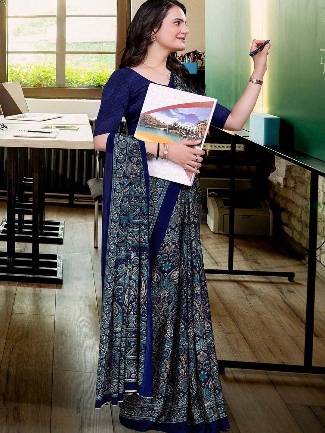 K 5 Fashion Ethnic Motifs Pure Crepe Saree-picture-16