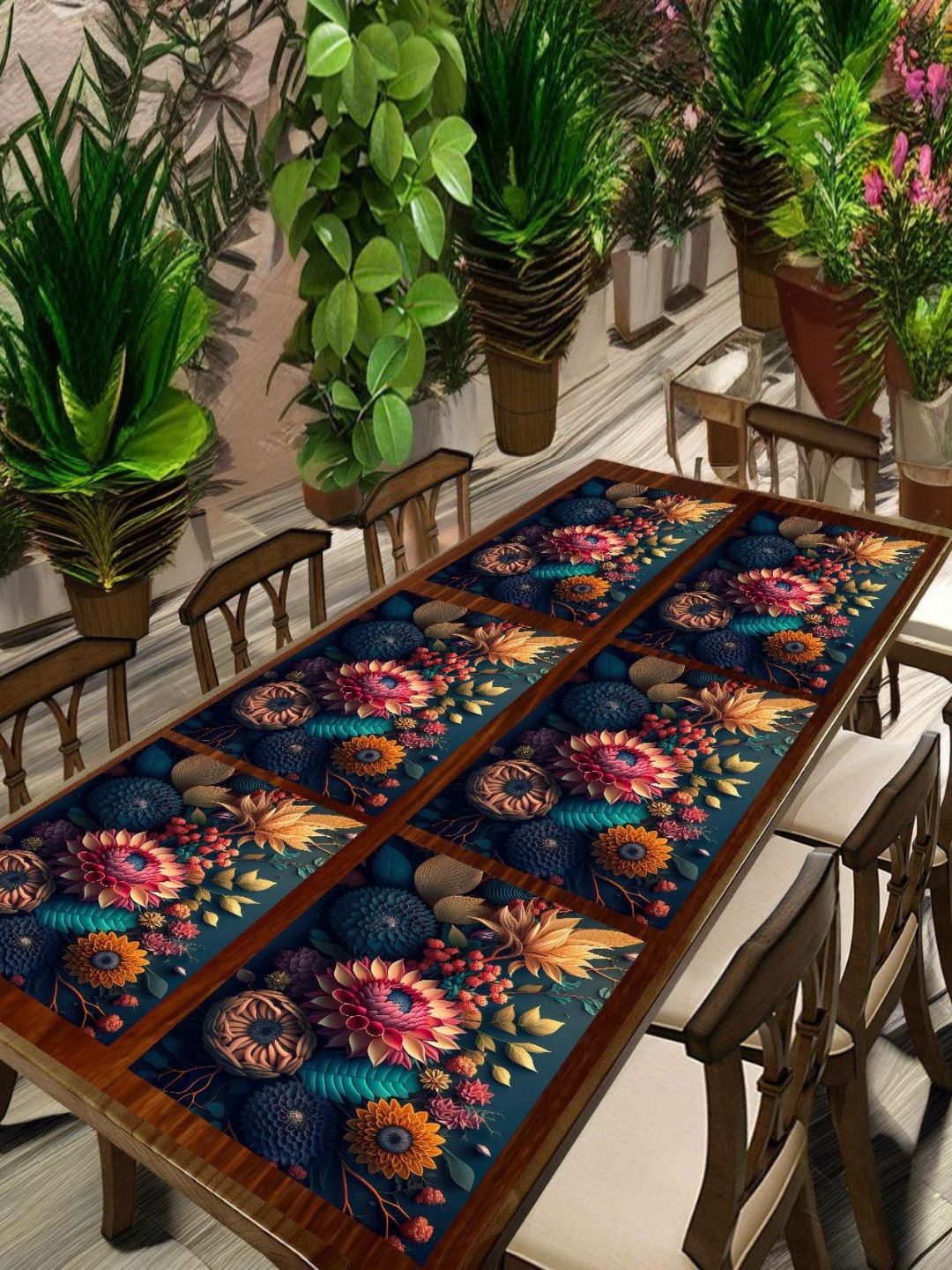Aura 6Pcs Blue & Yellow Printed Table Placemats-image-33
