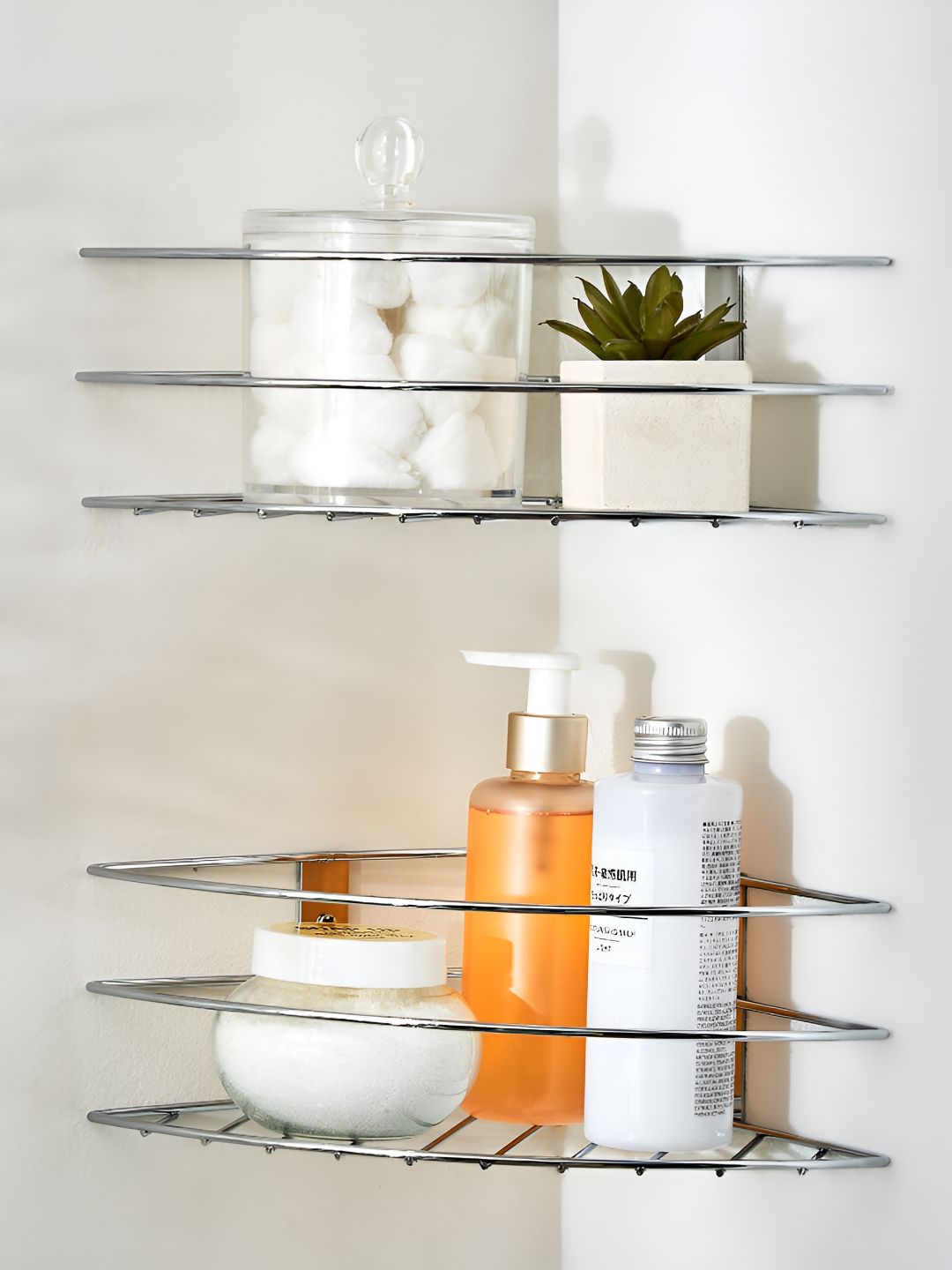 Home Centre Orion Chester Chrome Silver-Toned 2 Pieces Metal Corner Wall Shelfs-picture-18