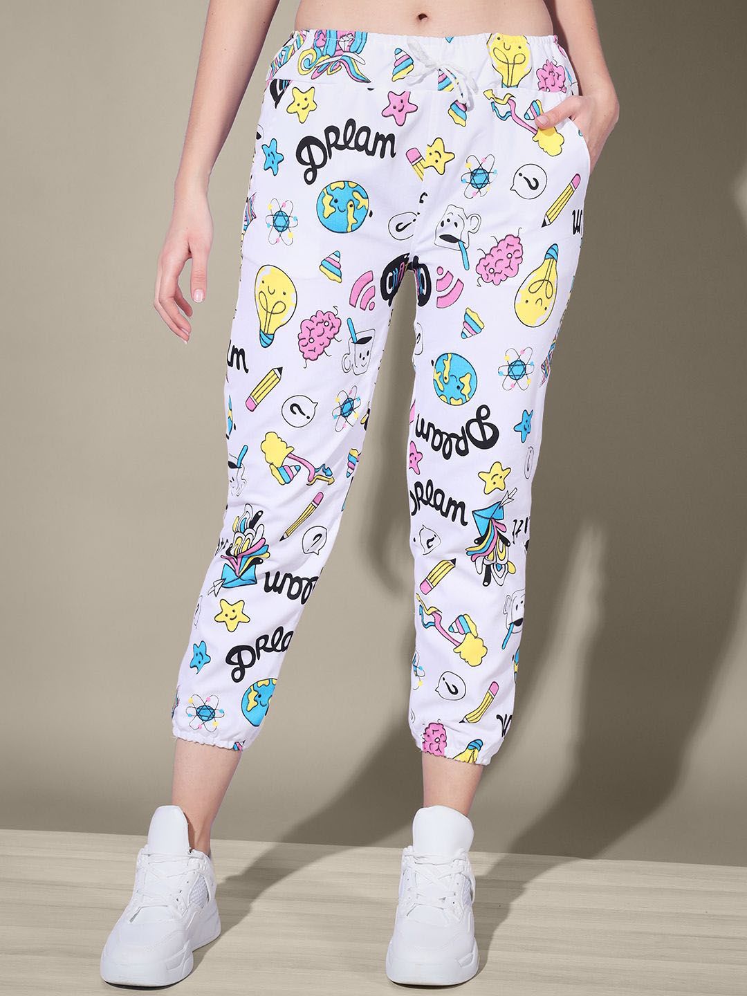 QIOA Women Tie and Dye Printed Comfort Slim Fit Joggers Trousers-picture-38