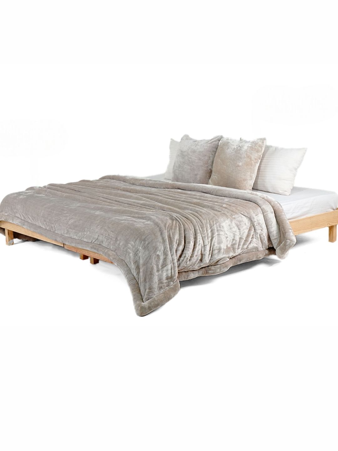 Zarf Grey 3 Pcs Microfiber Heavy Winter Double Bed Quilt With Cushion Covers-picture-19