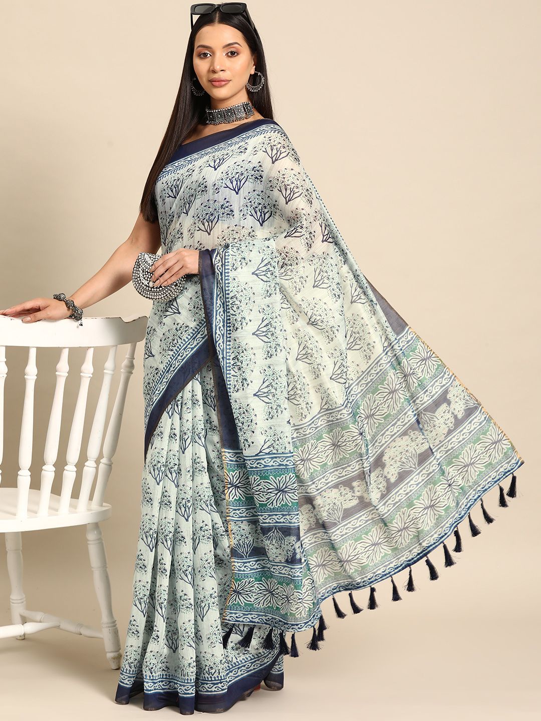 KALINI Ethnic Motifs Block Print Saree-picture-46