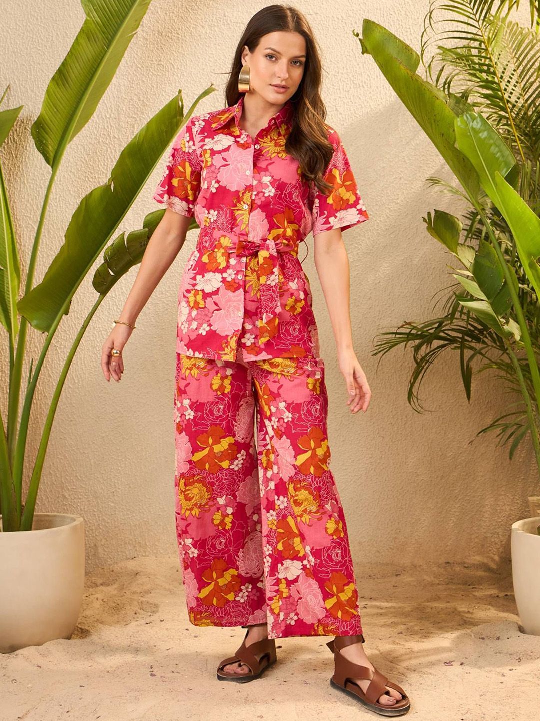 IMANA Printed Collared neck Shirt With Trousers Co-Ords