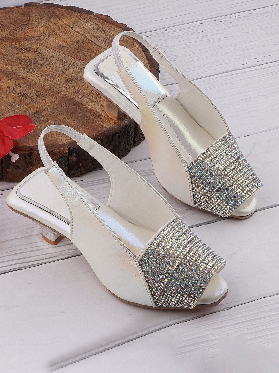 LMG Lifestyle Girls Embellished Kitten Mules-picture-49