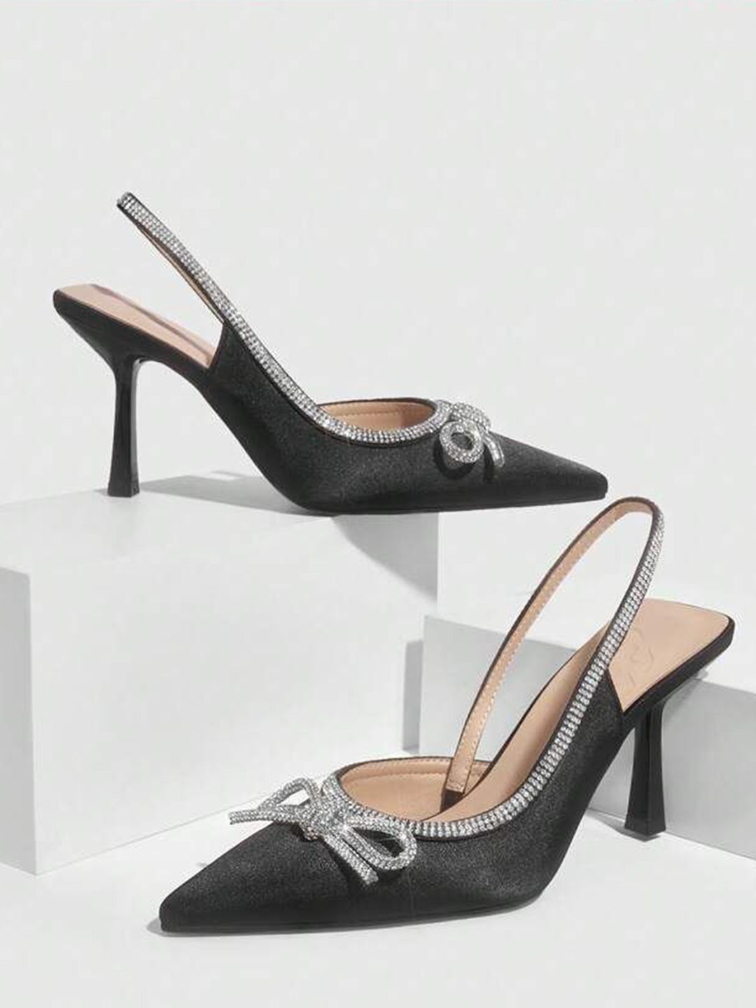 PURPLEHUNT Women Embellished Slim Heeled Pumps with Bows-picture-10