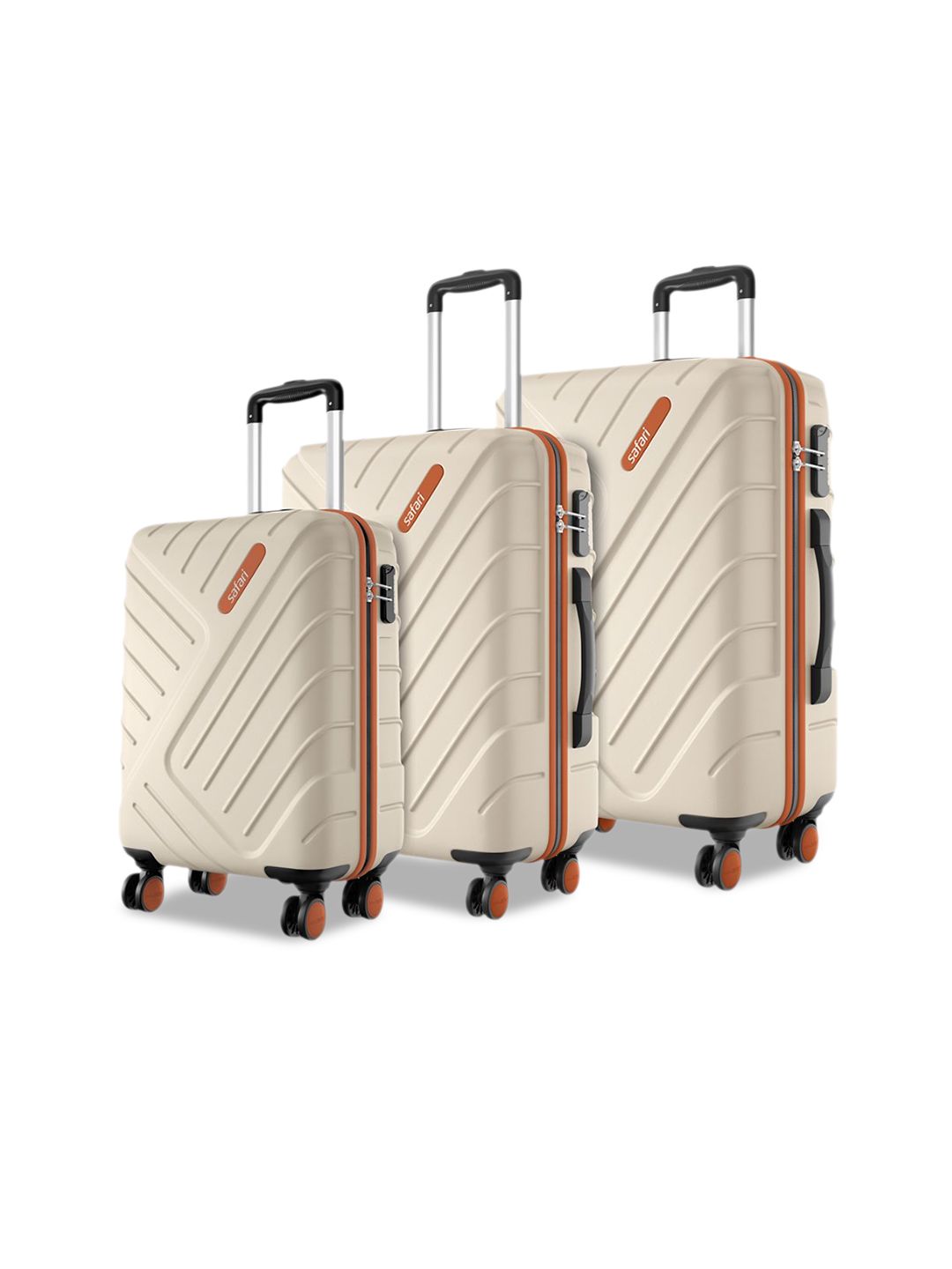 Safari Accent Set Of 3 Textured Hard-Sided TrolleyBags