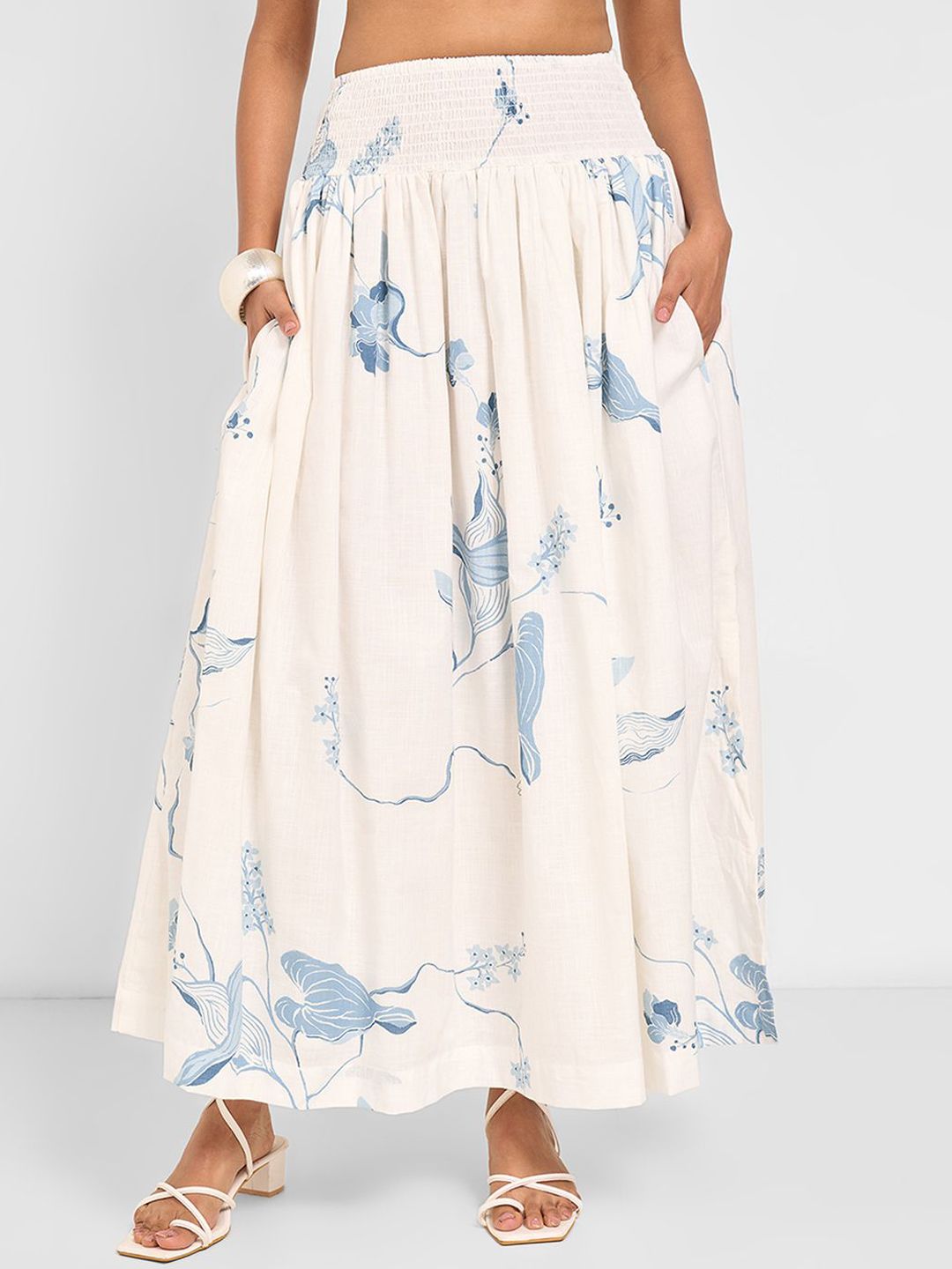 AKKRITI BY PANTALOONS Floral Printed Cotton Flared Maxi Skirt-picture-27