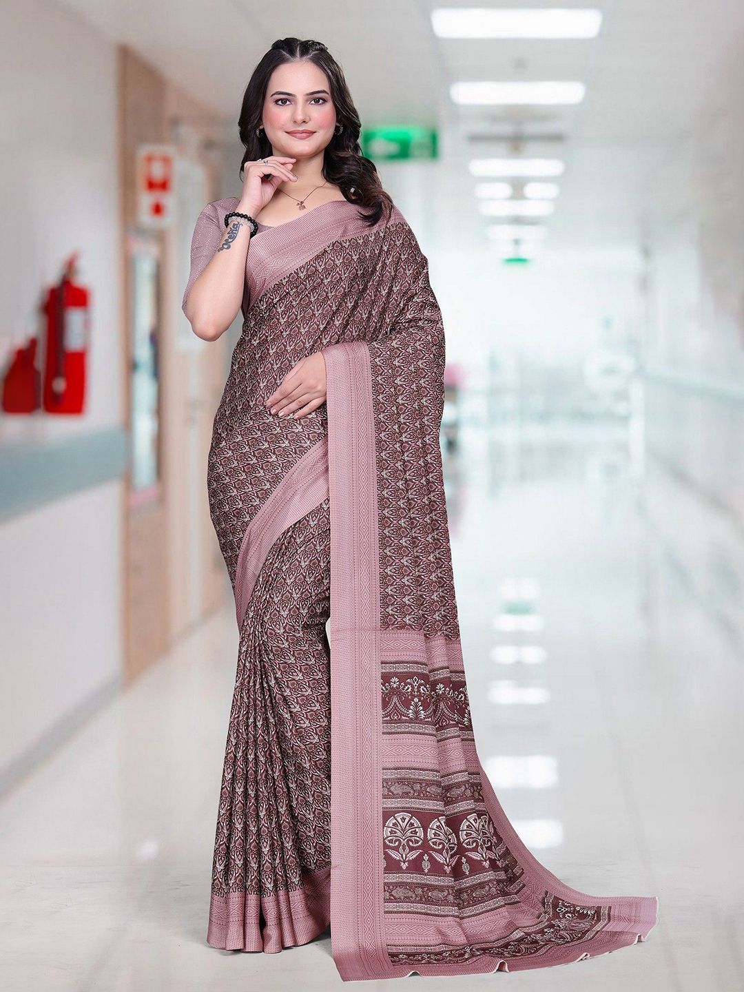 K 5 Fashion Ethnic Motifs Pure Crepe Saree-picture-17