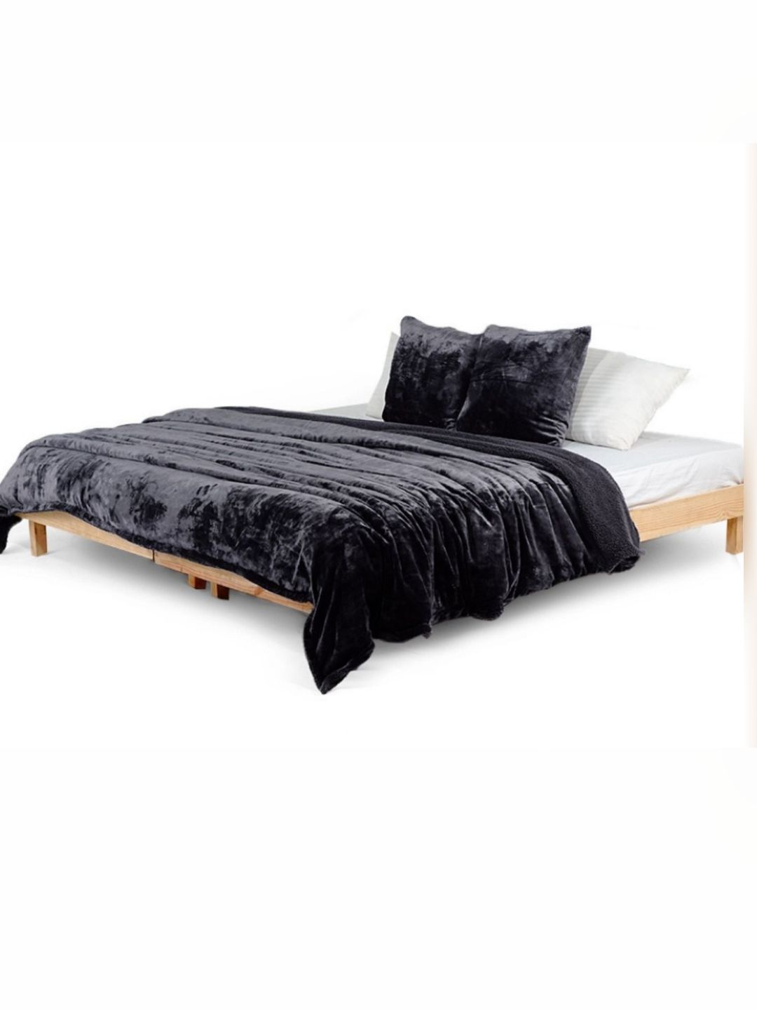 Zarf Charcoal 3 Pcs Microfiber Heavy Winter Double Bed Quilt With Cushion Covers-picture-11