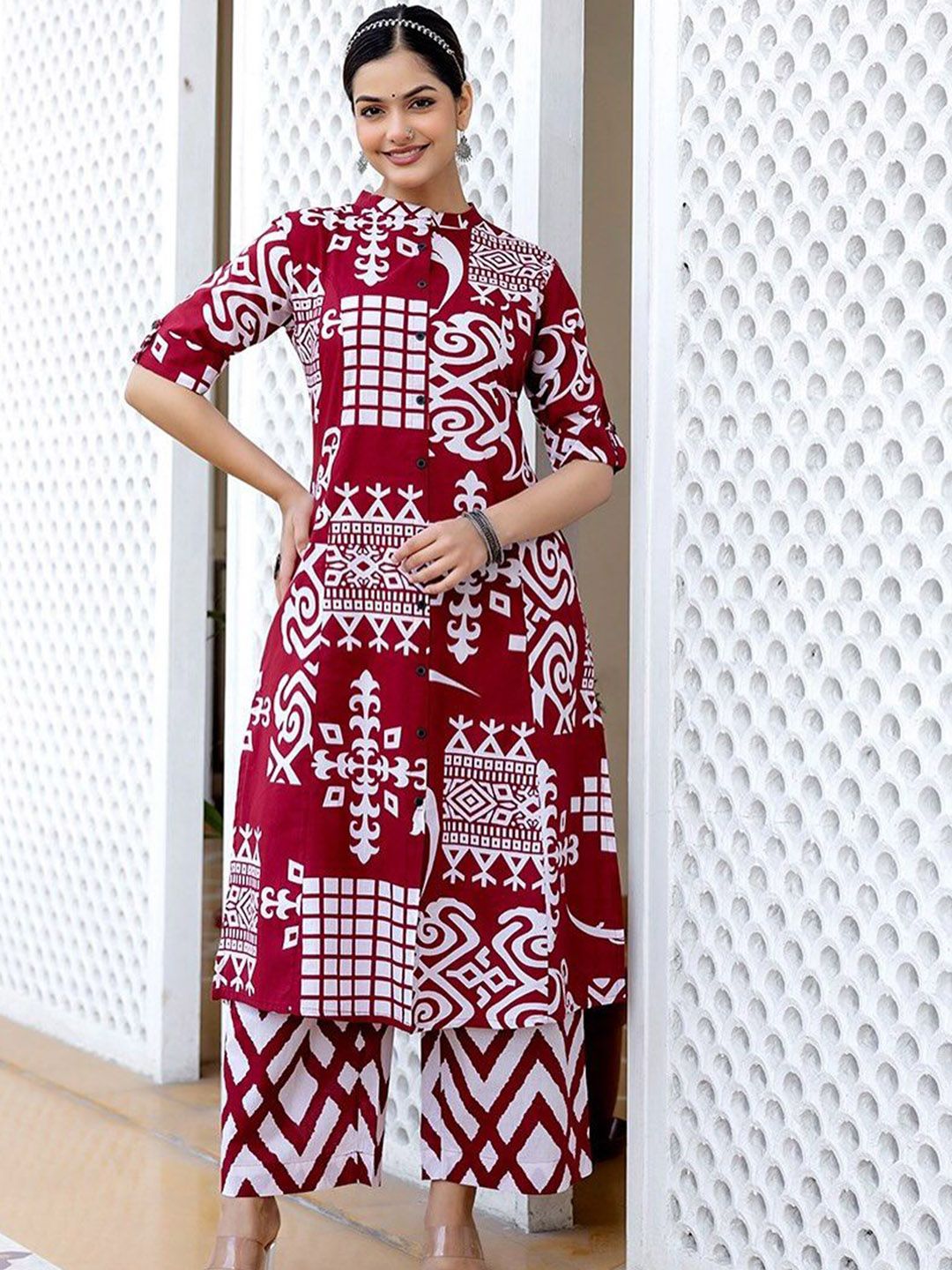 JALTHER Printed Cotton Kurta & Palazzo Co-ord Set-picture-42