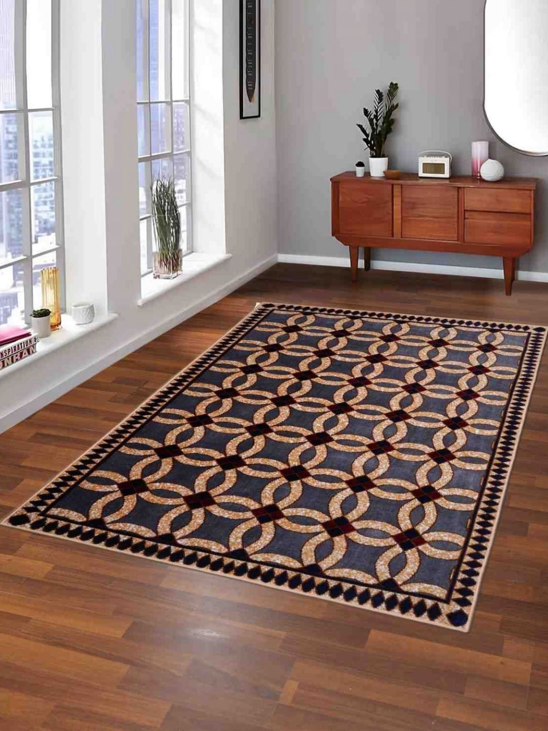 GRHAMOY Grey & Beige Geometric Anti-Skid Carpet-picture-23
