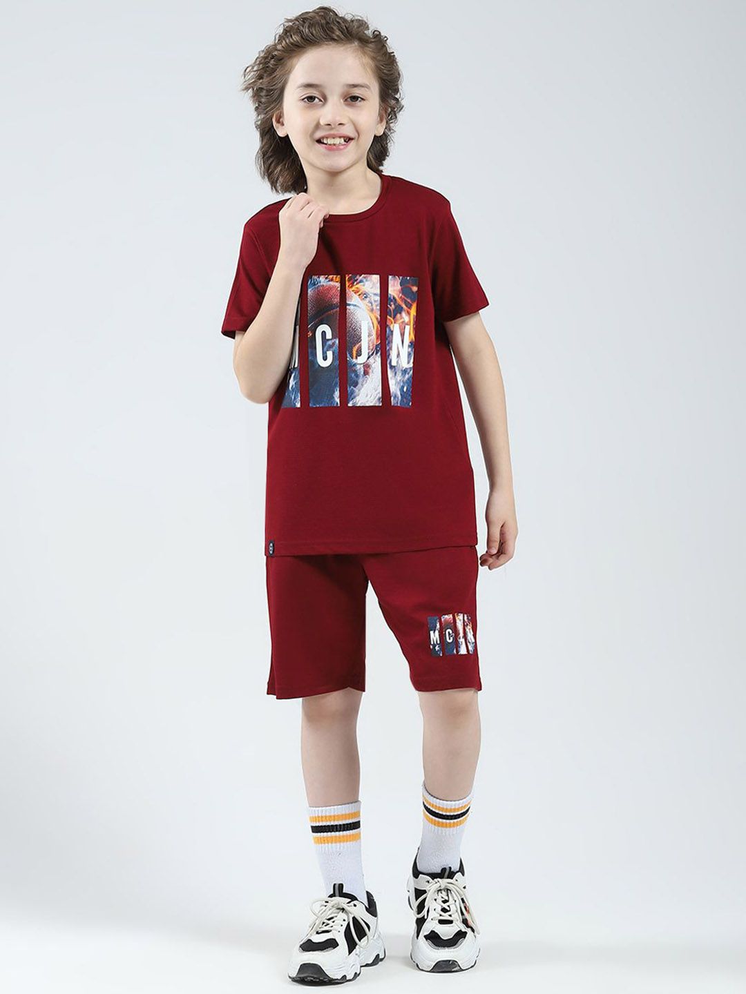 Monte Carlo Boys Printed Round Neck T-Shirt & Bermuda Shorts