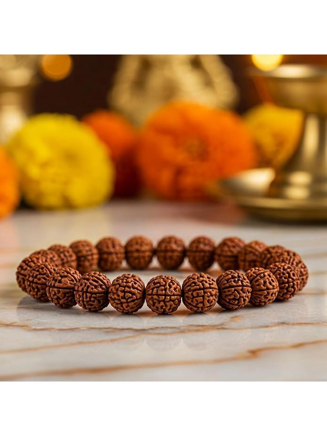 NVR Unisex 5 Mukhi Rudraksha Elasticated Bracelet