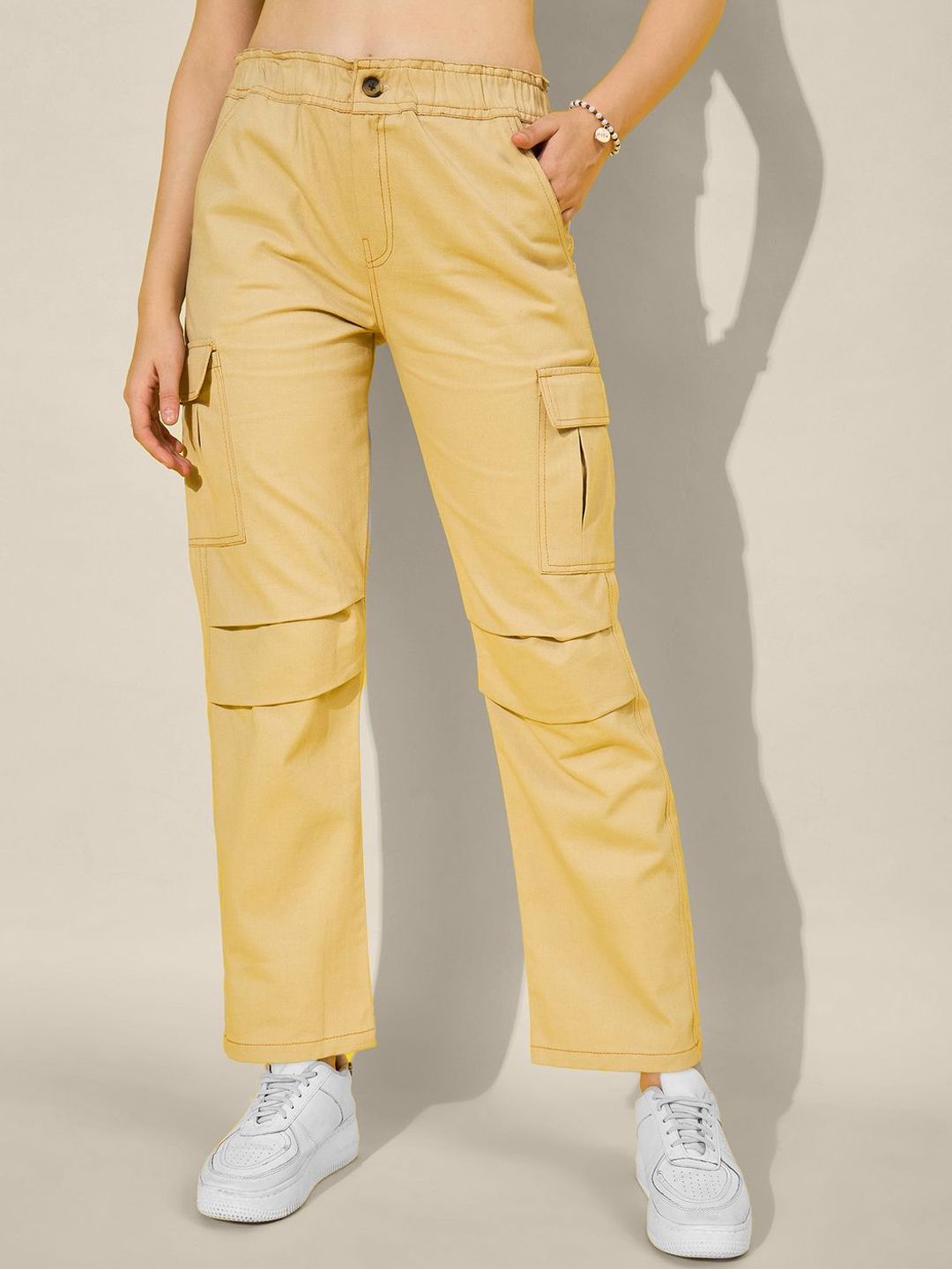 QIOA Women Relaxed High-Rise Cargos Trousers-picture-13