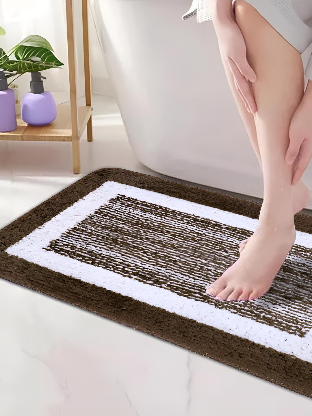 GBL COLLECTION Brown Cotton Water Resistant Floor Mat-picture-42