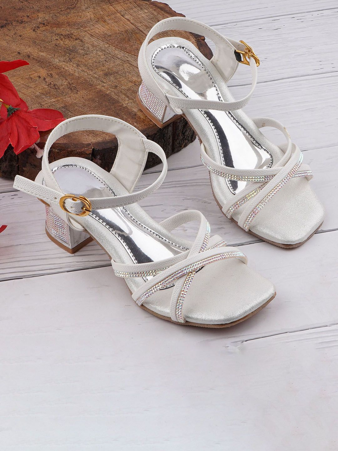 LMG Lifestyle Girls Embellished Backstrap Block Mules-image-47