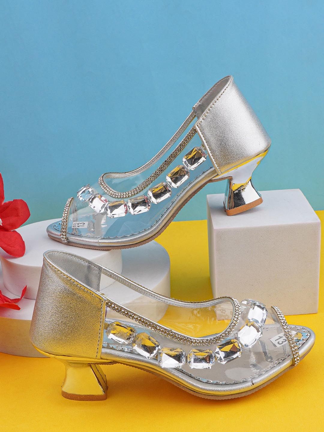 BAESD Girls Embellished Kitten Mules