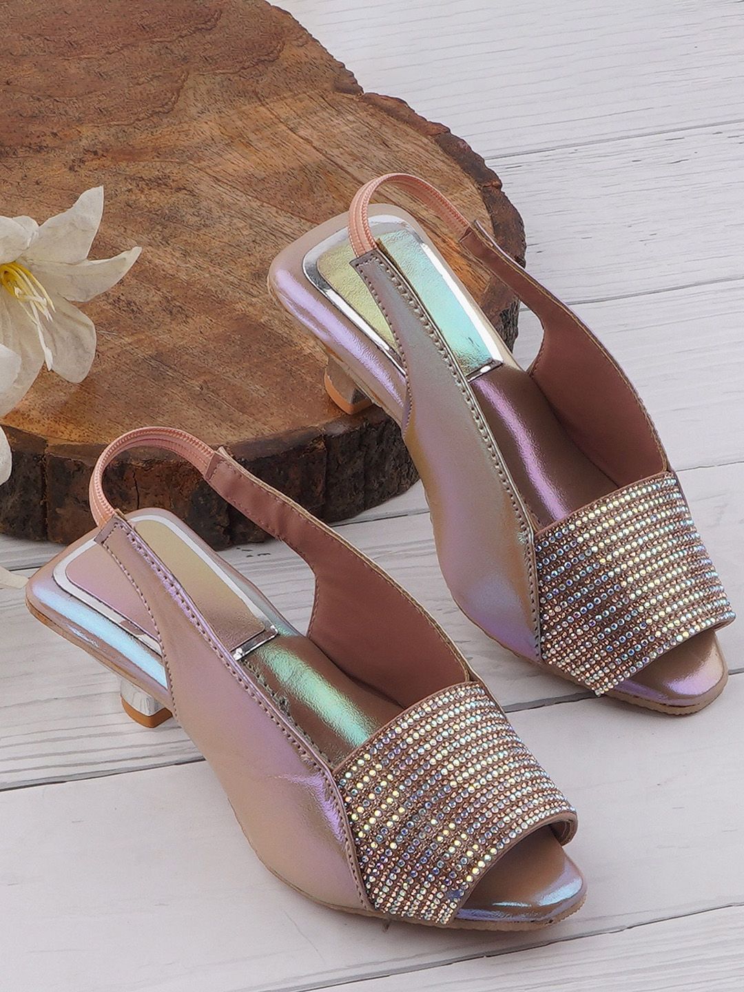 LMG Lifestyle Girls Embellished Kitten Mules