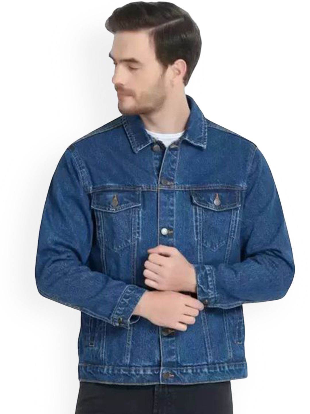 SZN Men Solid Denim Jacket-image-1