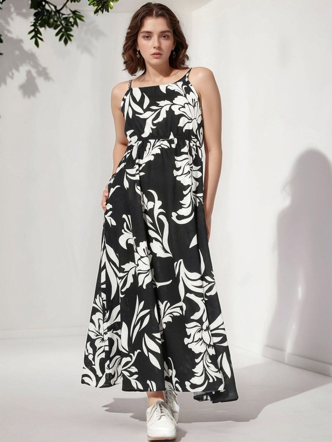 Floral Mesh Bottom fit and Flare Maxi Dress-Raisin