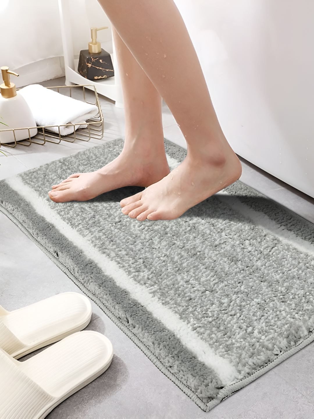 GBL COLLECTION Grey Cotton Water Resistant Floor Mat-picture-53