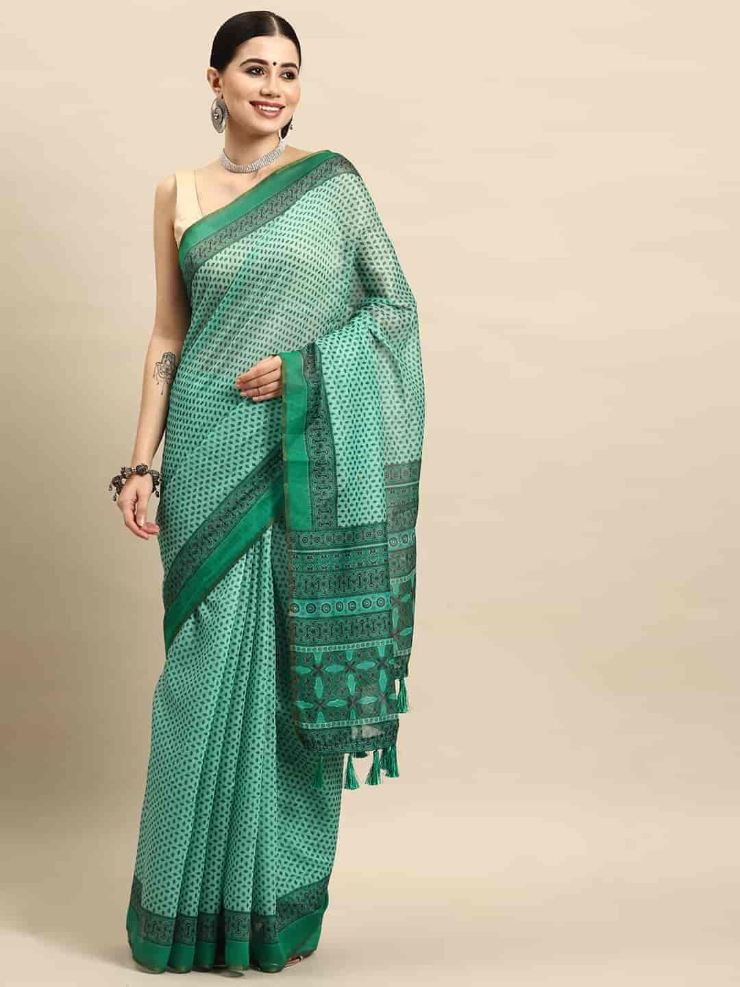 KALINI Ethnic Motifs Zari Block Print Saree-picture-38