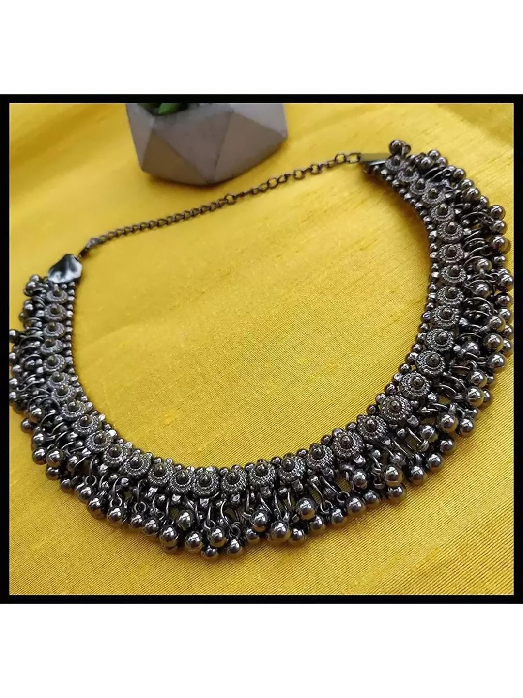 Sangria Artificial Beaded Oxidized Payal Necklace-picture-24