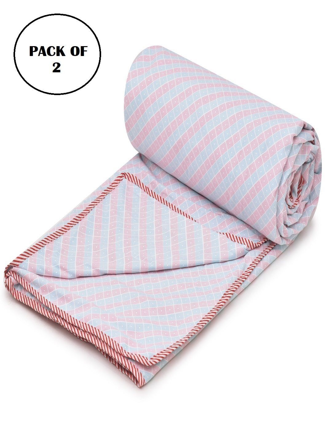 Myntra Elegant Homes Pink & Blue 2 Pieces Microfiber AC Room 150 GSM Single Bed Dohar-picture-38