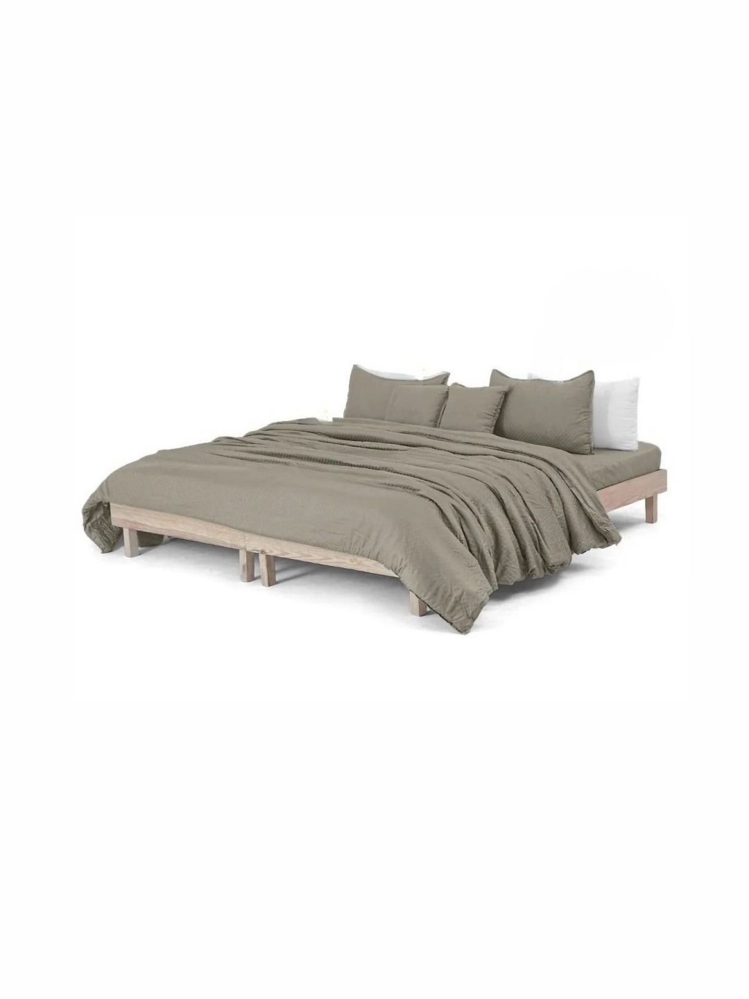 Zarf Taupe 6 Pieces Checked Egyptian Cotton Double King Superfine Bedding Set-picture-12