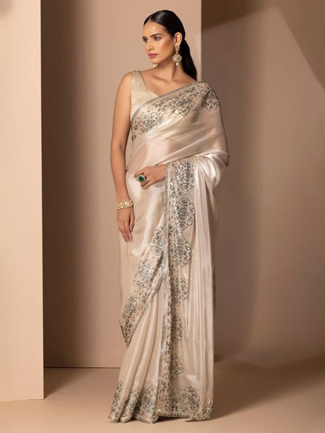 Chhaya Mehrotra Women Beads and Stones Organza Saree-image-14