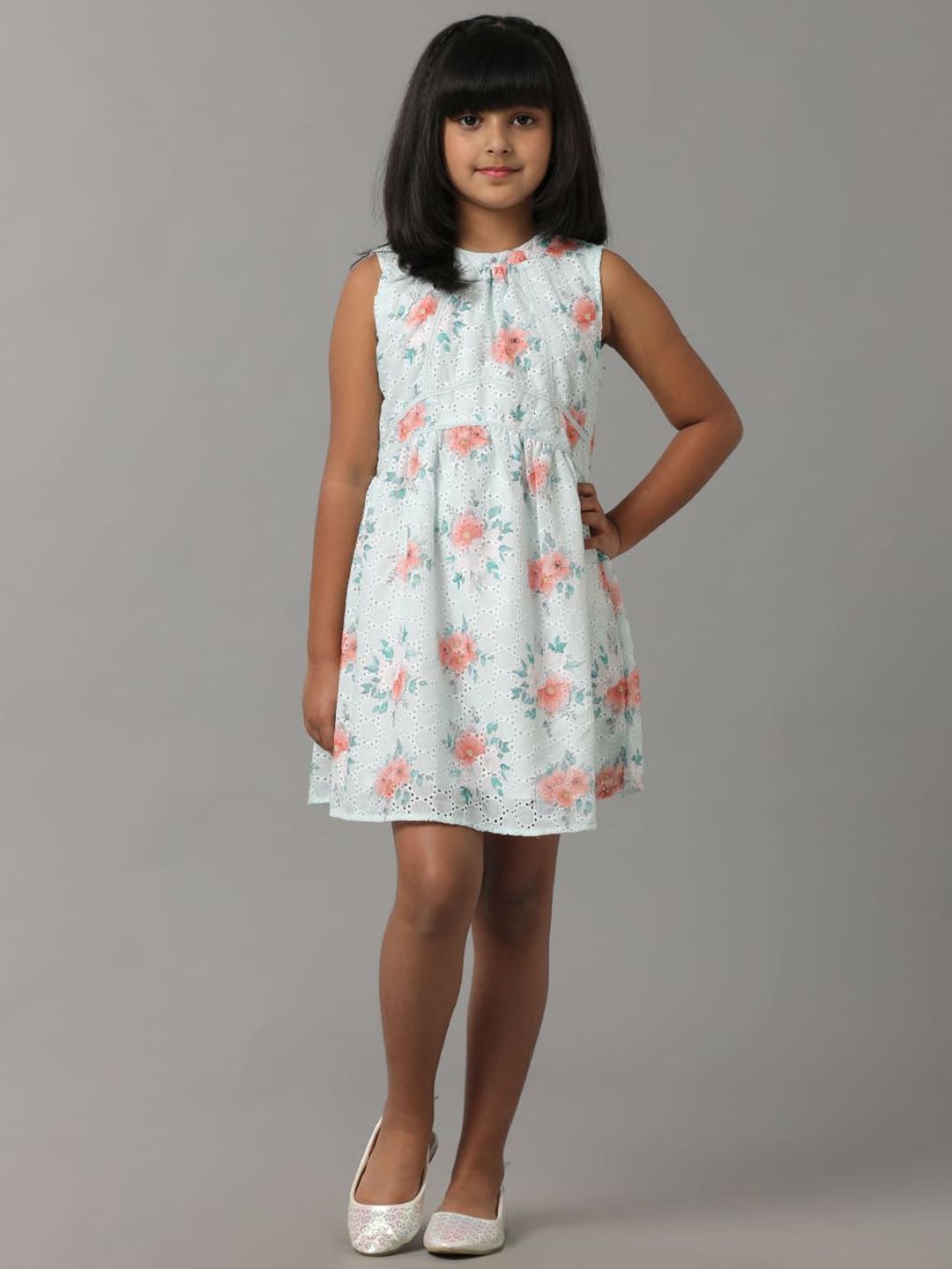 UNDER FOURTEEN ONLY Girls Floral Print Fit & Flare Dress-picture-17