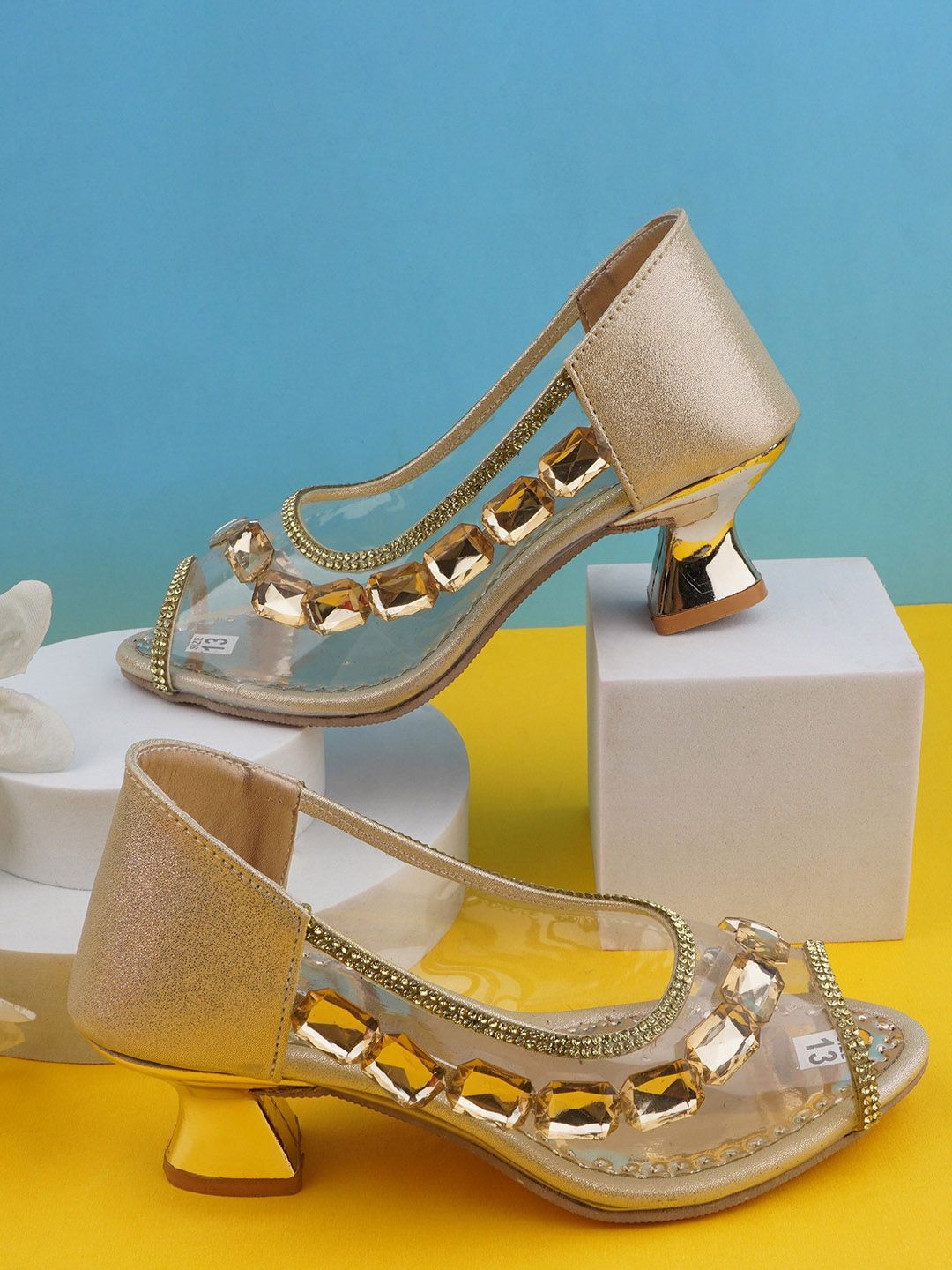 LMG Lifestyle Girls Embellished Kitten Mules