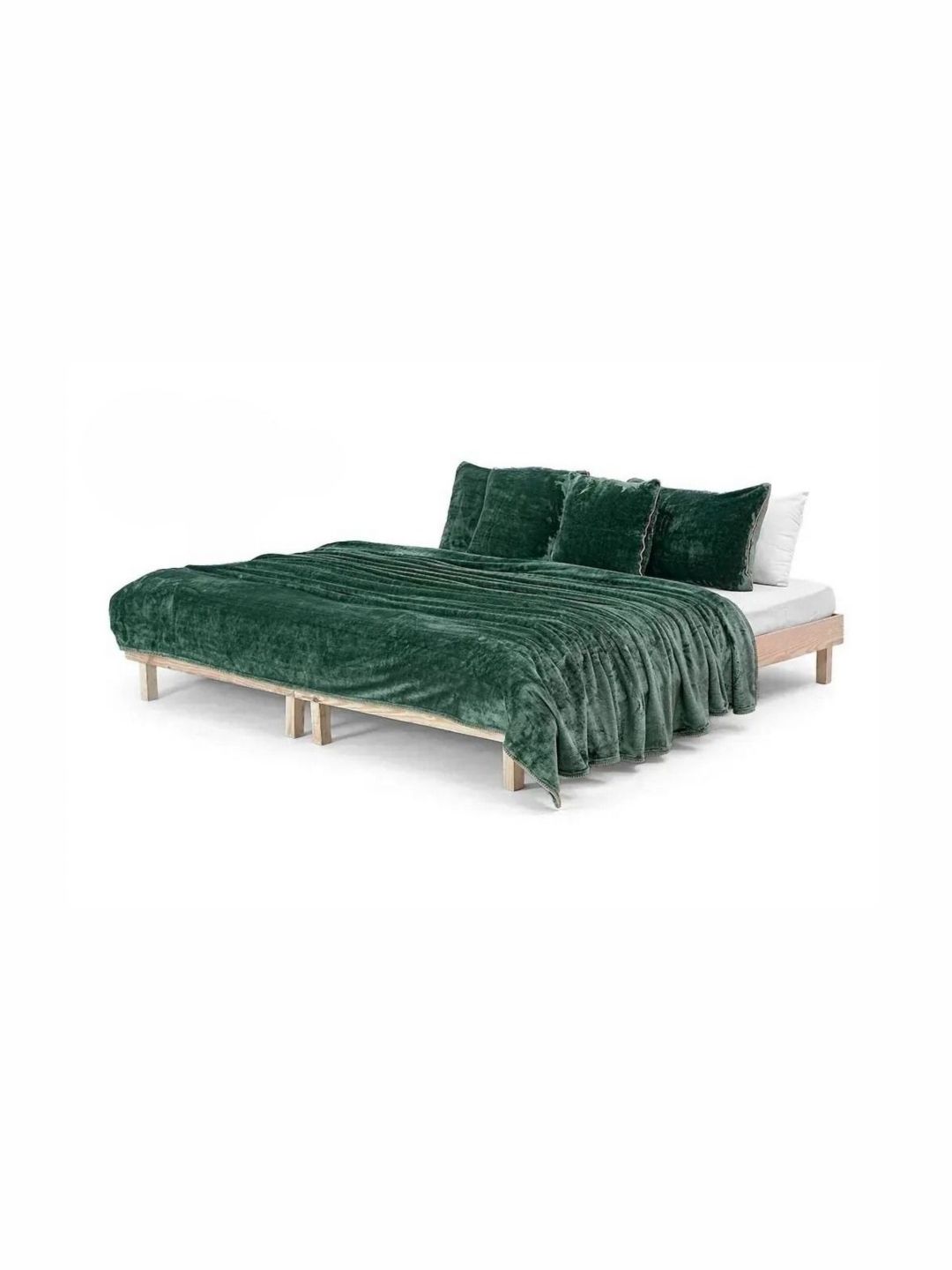 Zarf Green Solid 5 Piece Double King Superfine Bedding Set-picture-30