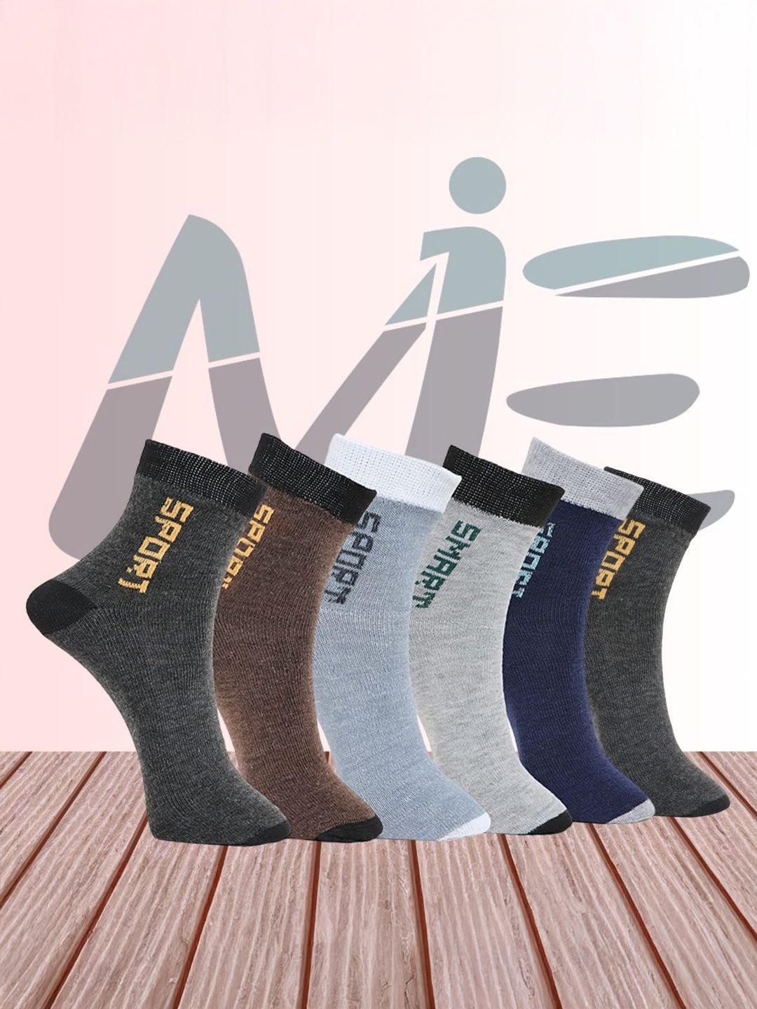 MJE Pack Of 6 Patterned Cotton Ankle Length Socks-image-43