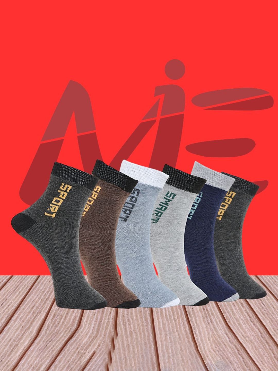 MJE Pack Of 6 Patterned Cotton Ankle Length Socks-picture-27