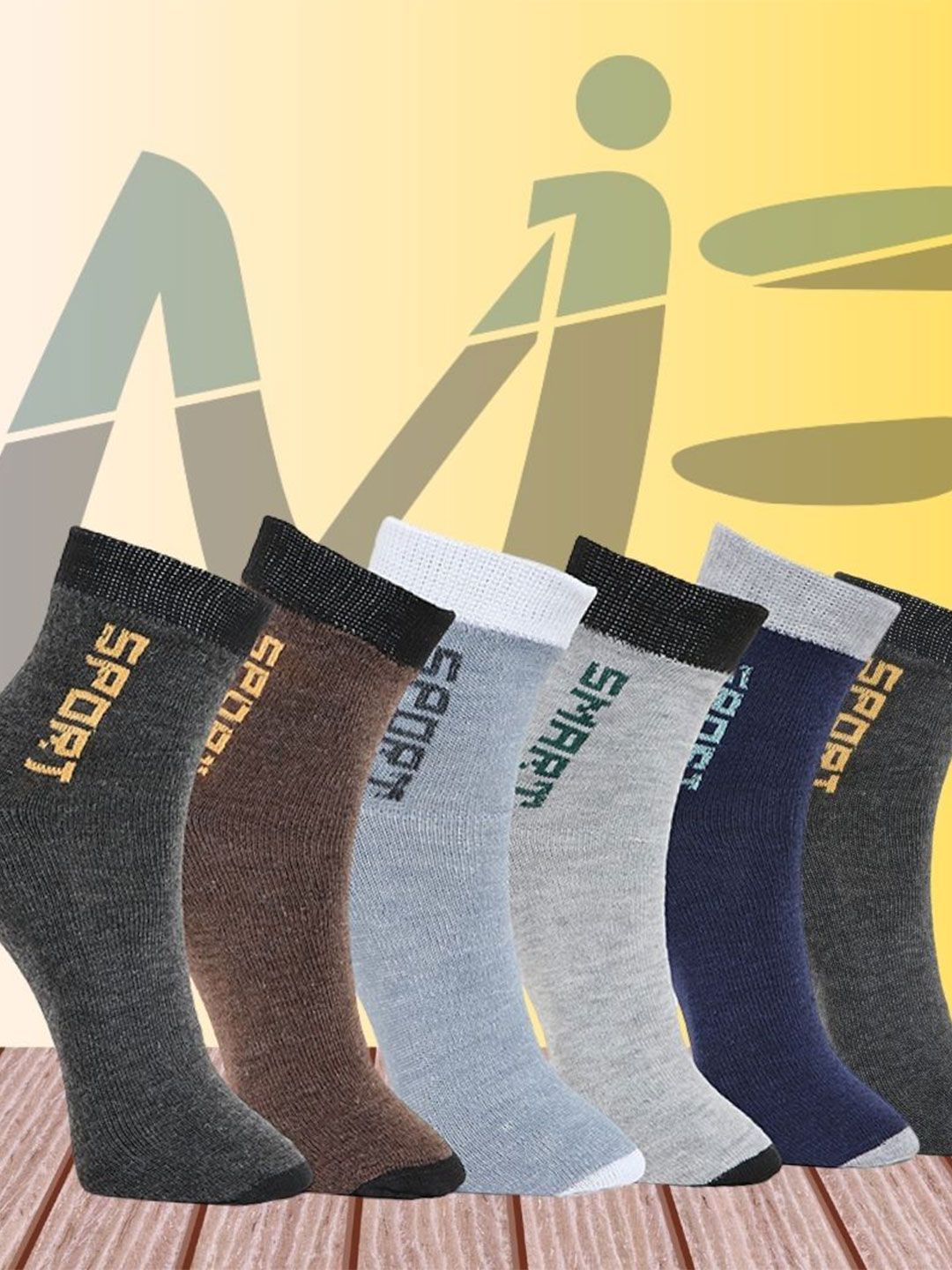 MJE Pack Of 6 Patterned Cotton Ankle Length Socks-picture-31