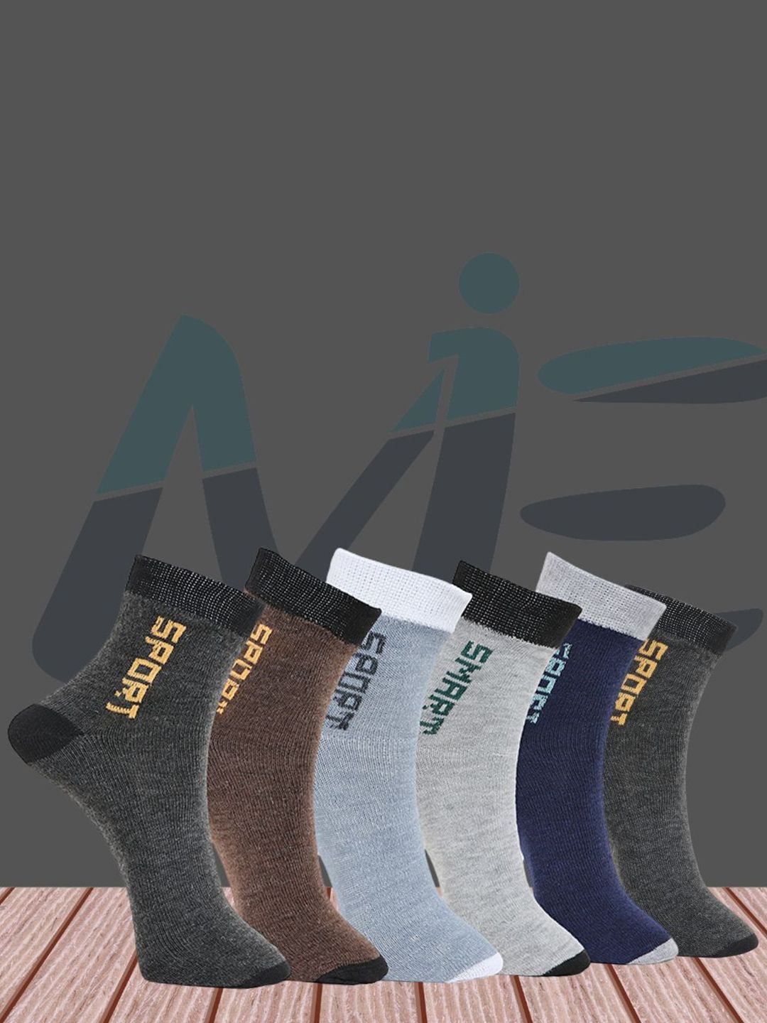MJE Pack Of 6 Patterned Cotton Ankle Length Socks-picture-58