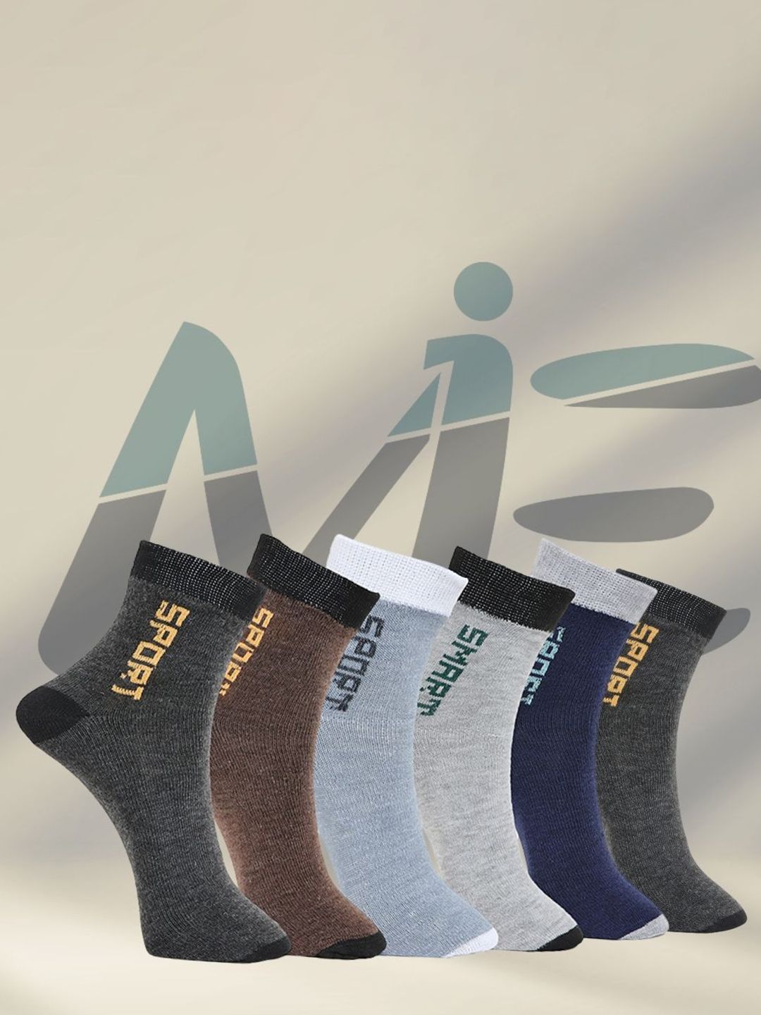 MJE 6-Pcs Patterned Anti-Bacterial Cotton Ankle Length Socks-picture-11
