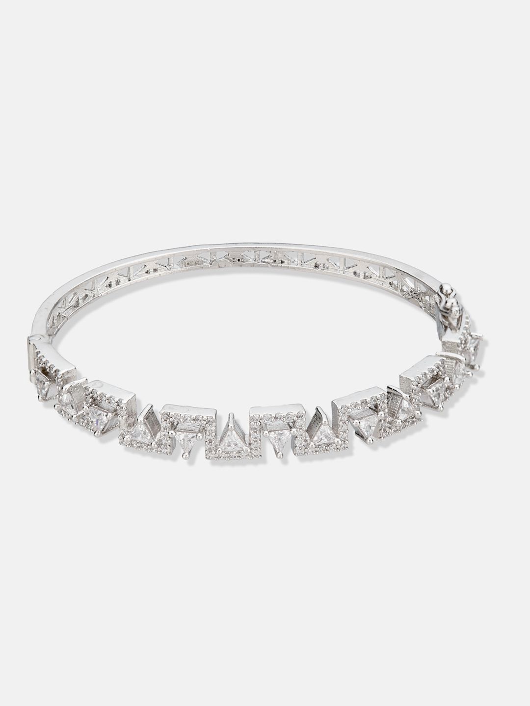 ATIBELLE SeOf 2 Silver-Plated Cubic Zirconia Studded Bangle-Style Bracelet