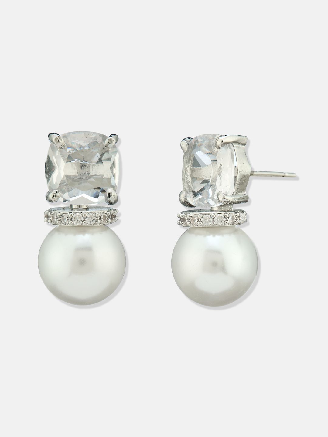 ATIBELLE Set Of 2 Rose Gold-Plated Cubic Zirconia Studded Jadau Contemporary Drop Earrings
