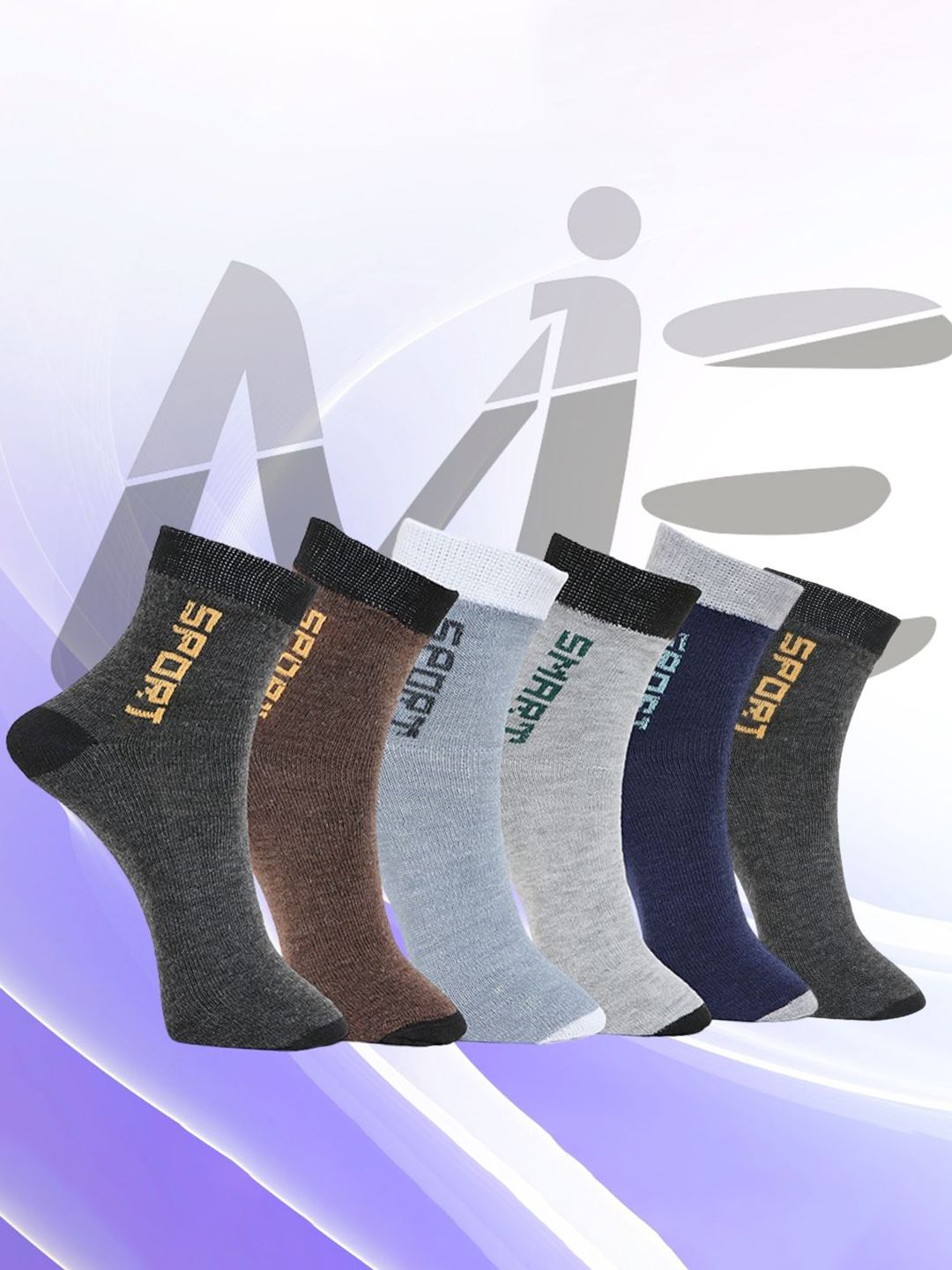 MJE Pack Of 6 Patterned Cotton Ankle Length Socks-picture-33