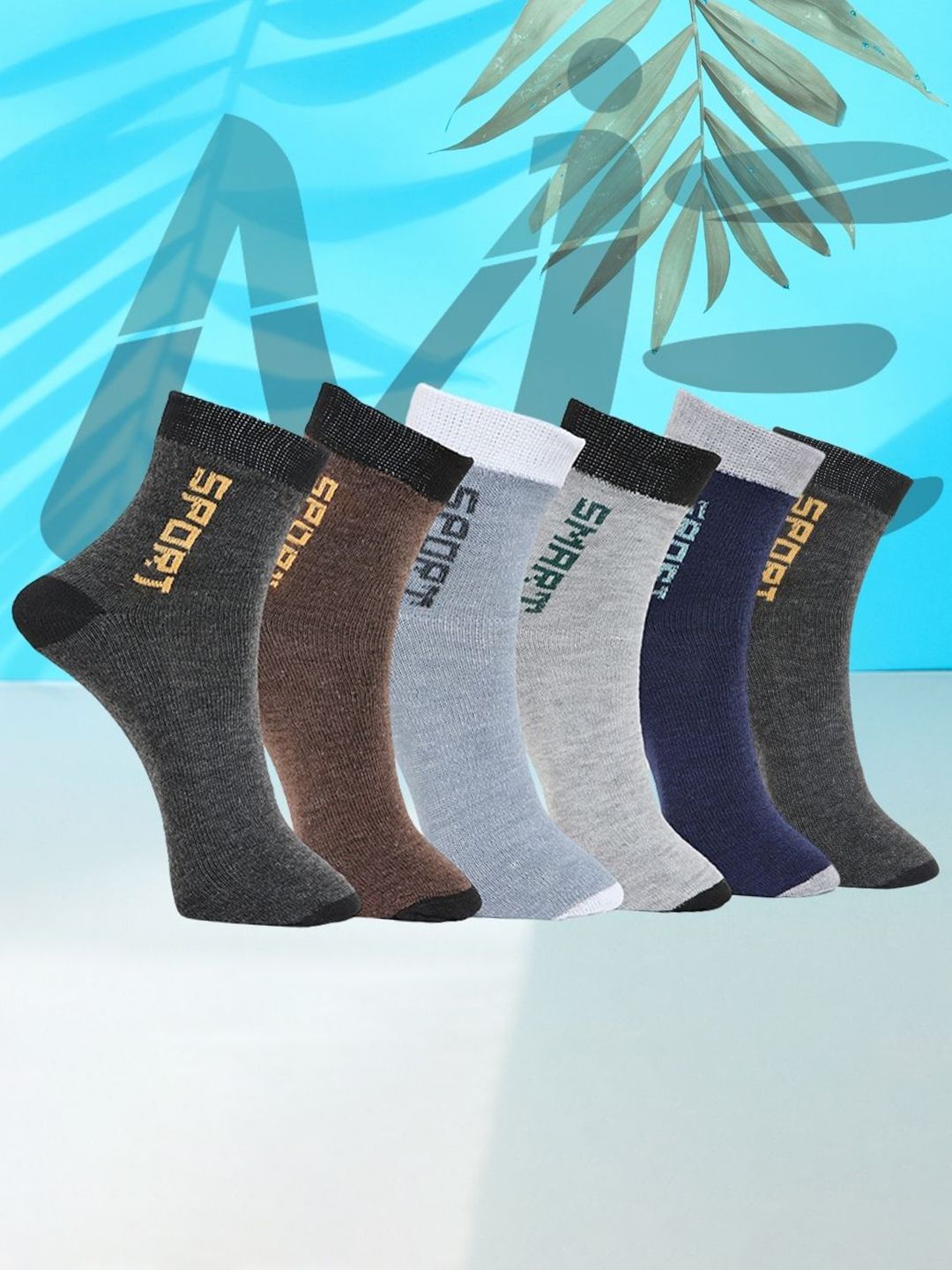 MJE Pack Of 6 Patterned Cotton Ankle Length Socks-picture-14