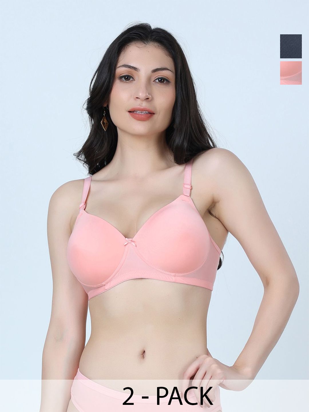SHYAM SONS FLAIR Pack Of 2 PlainMould Full Coverage Lightly Padded T-shirt Bra