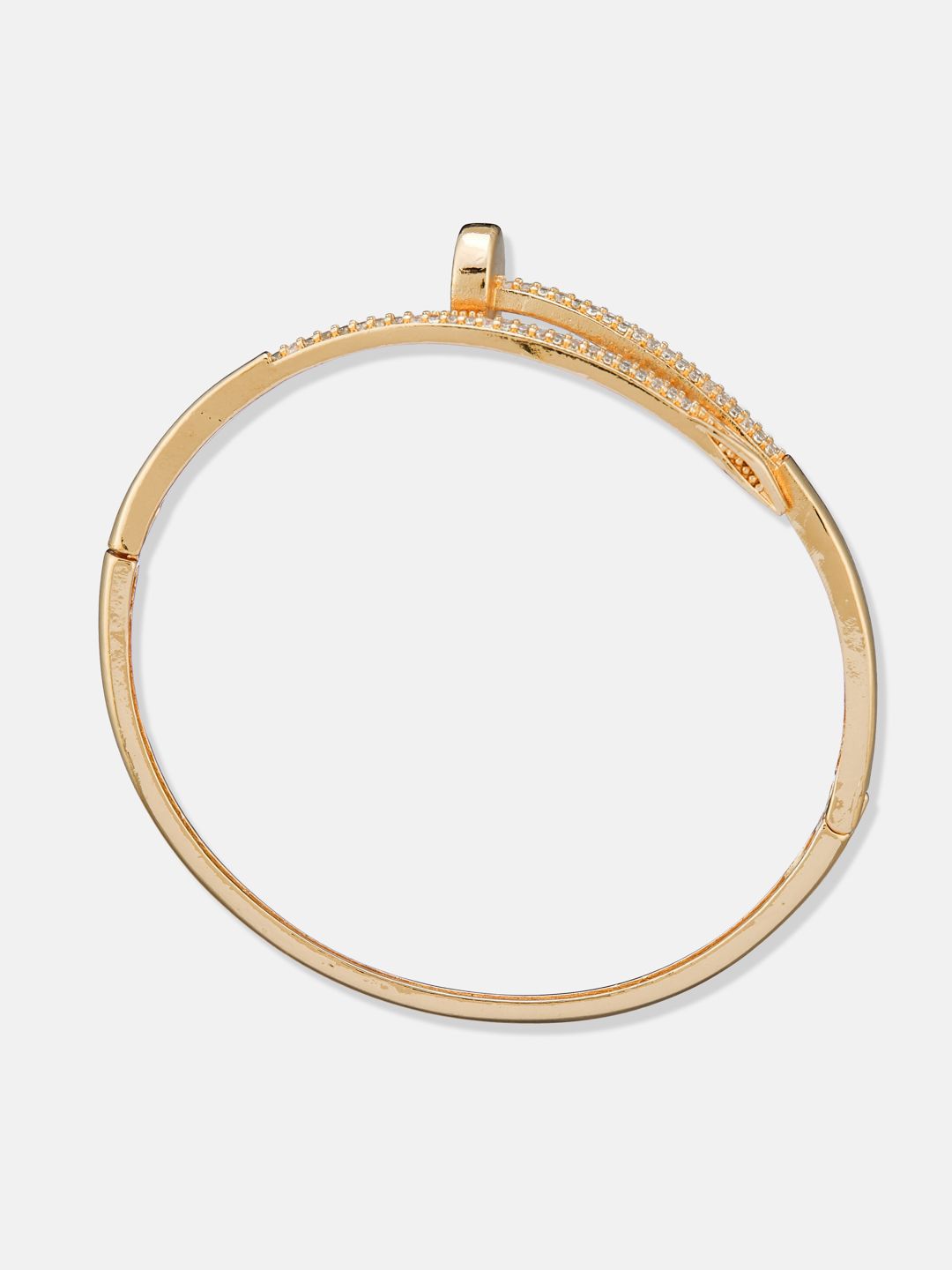ATIBELLE SeOf 2 Silver-Plated Cubic Zirconia Studded Bangle-Style Bracelet