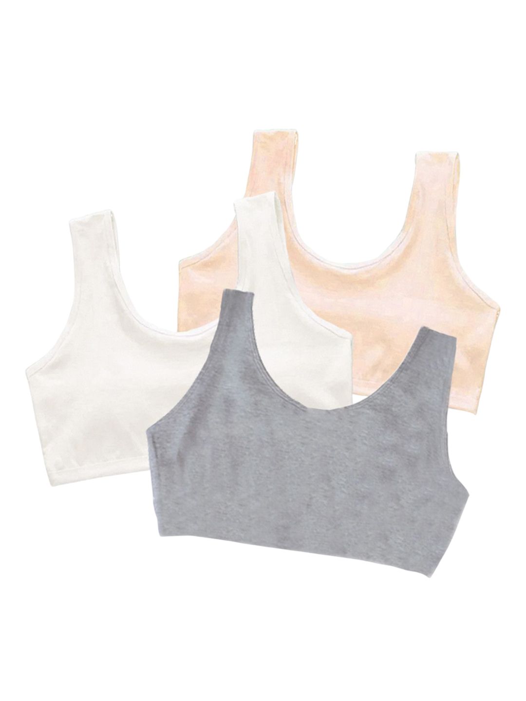 BRAAFEE Girls Pack Of 3 Pure Cotton Non Padded Training Bra-picture-32
