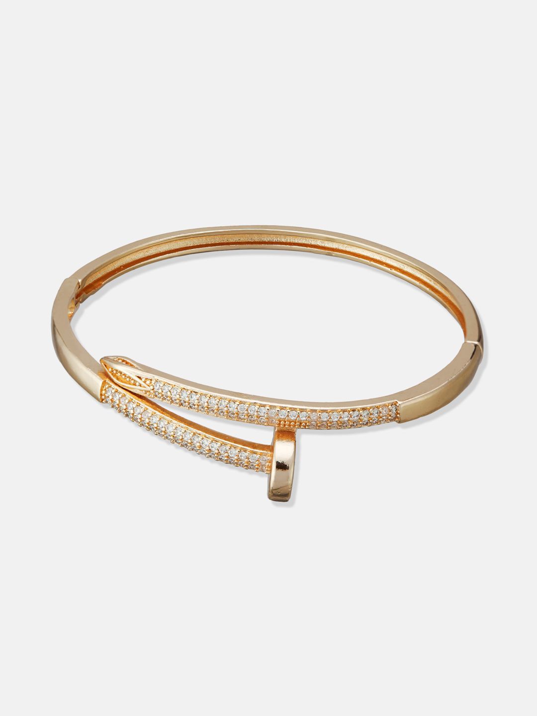 ATIBELLE SeOf 2 Silver-Plated Cubic Zirconia Studded Bangle-Style Bracelet