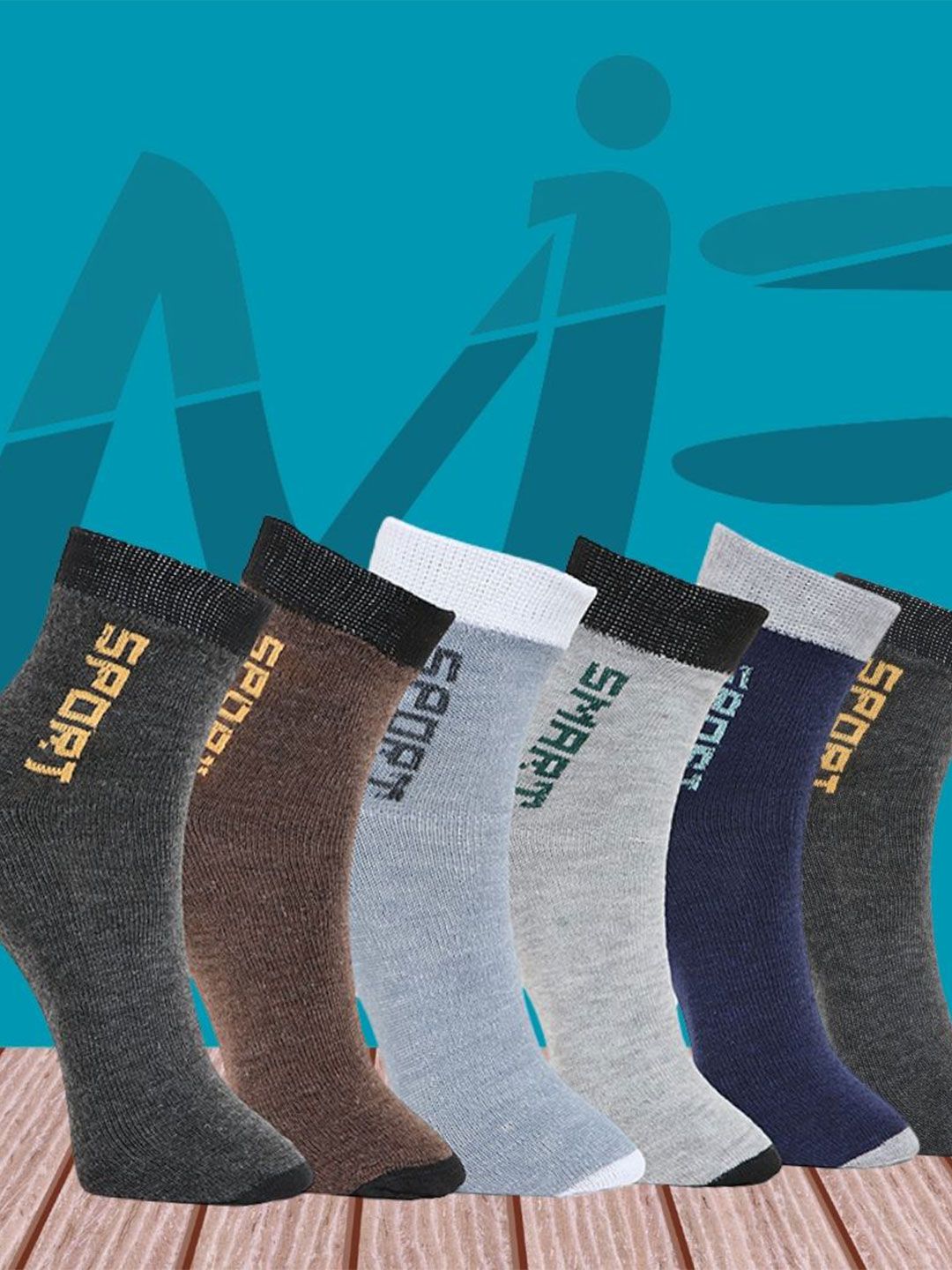 MJE Pack Of 6 Patterned Cotton Ankle Length Socks-picture-41